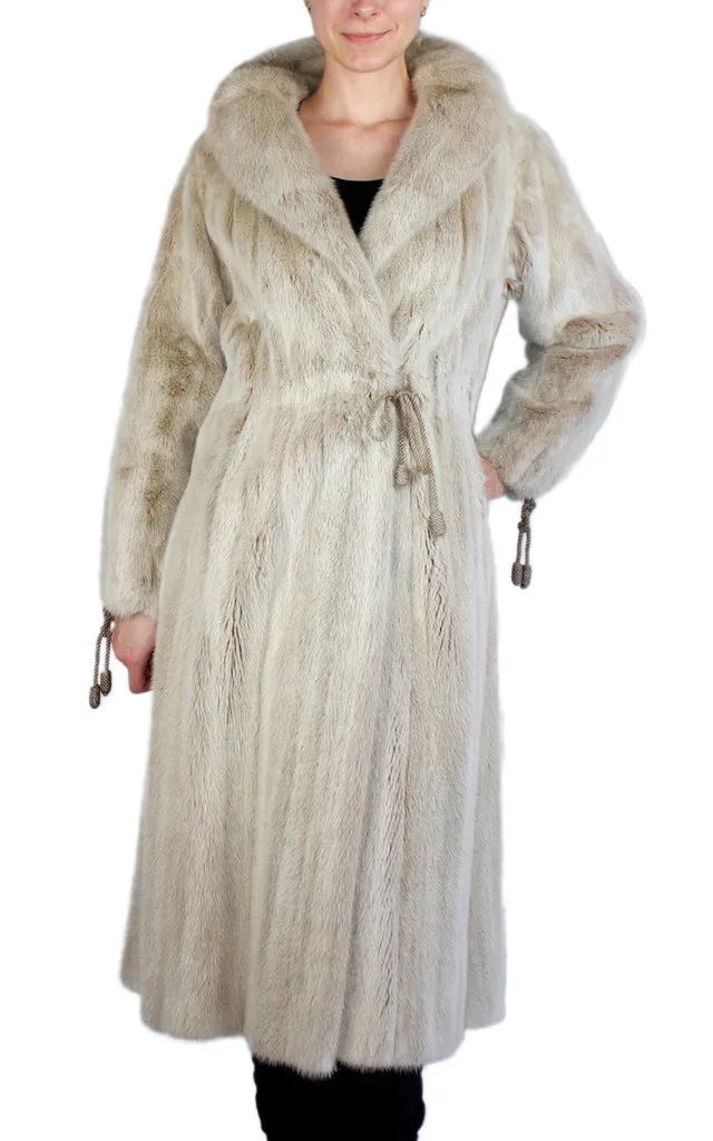 Vintage *Unique* Blush-Dyed Mink Fur Coat w/ Matching Rope Ties -S